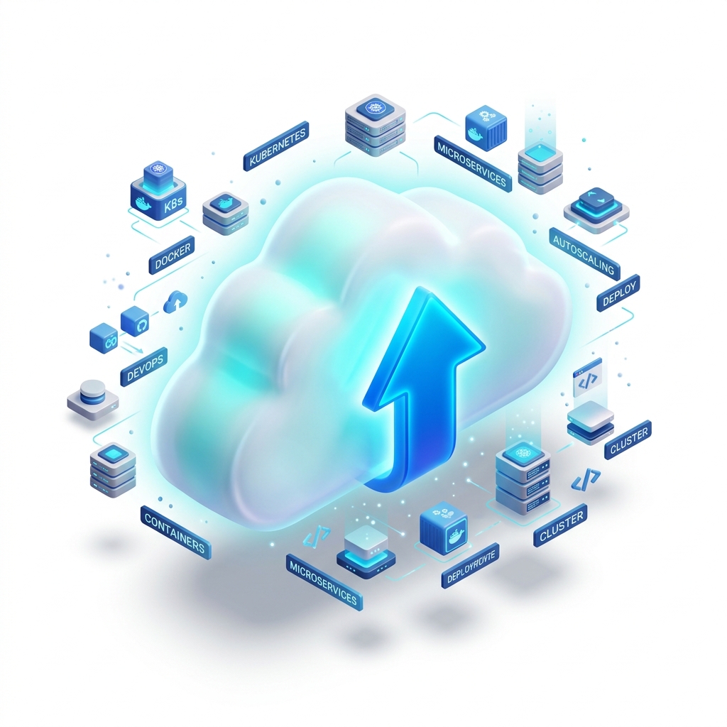 3D Ilustrasi Cloud Infrastructure